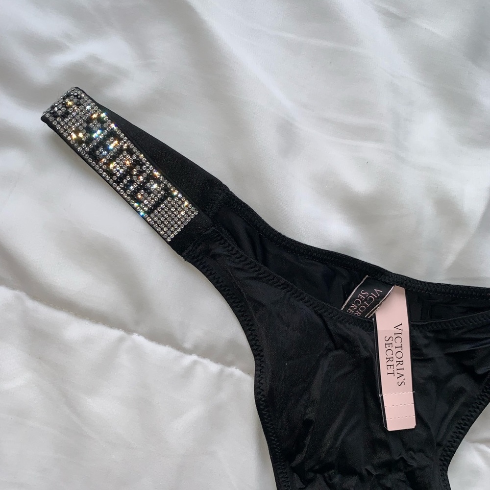 Victorias Secret Sine Strap Brazilian Panty Thong in Black